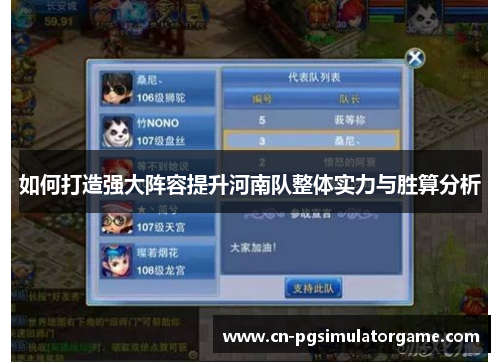 如何打造强大阵容提升河南队整体实力与胜算分析