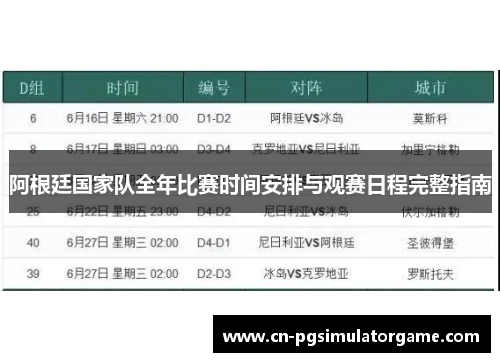 阿根廷国家队全年比赛时间安排与观赛日程完整指南